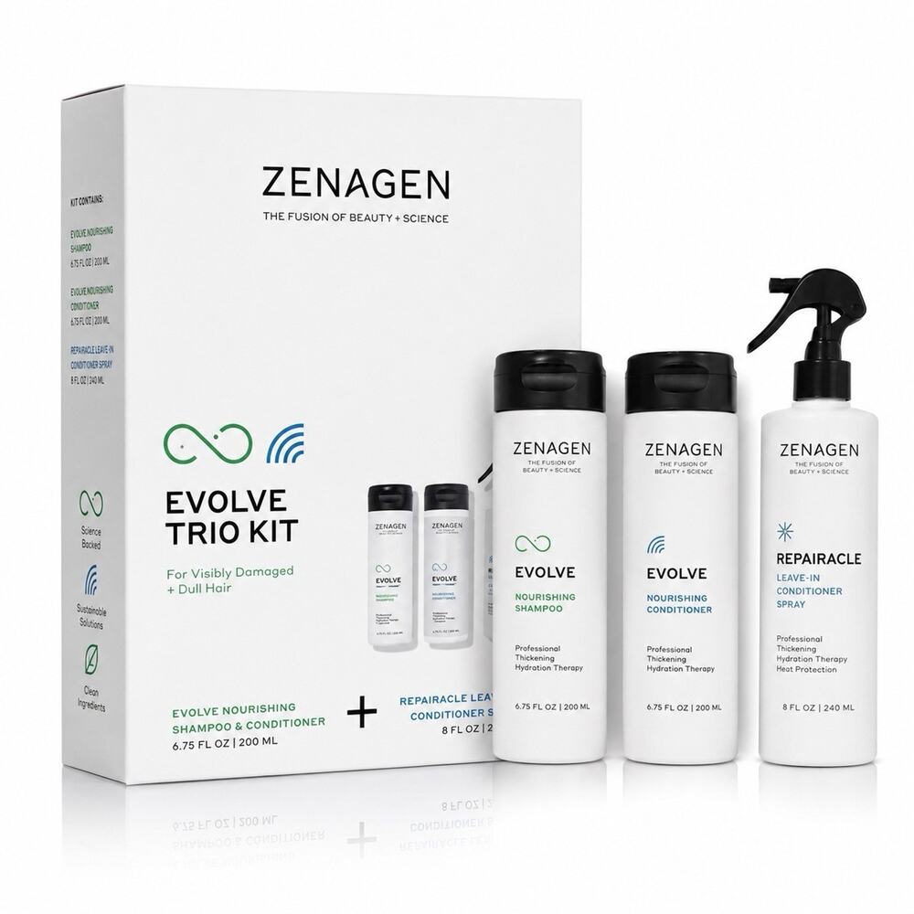 ZENAGEN Evolve Trio Kit Shampoo Conditioner & Repairacle Spray Hair Care Set